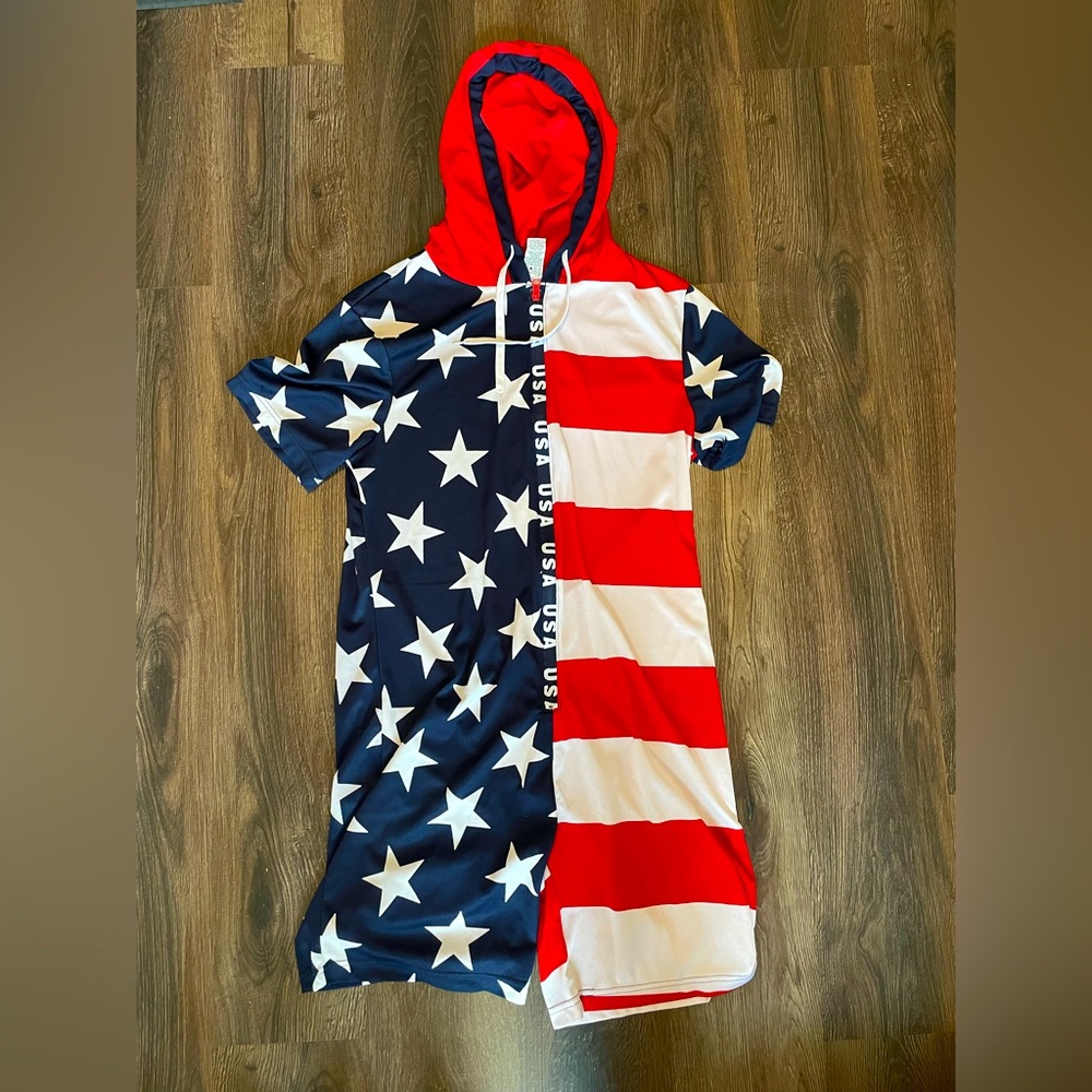 Americana Jumpsuit — adult medium | red, white, blue costume